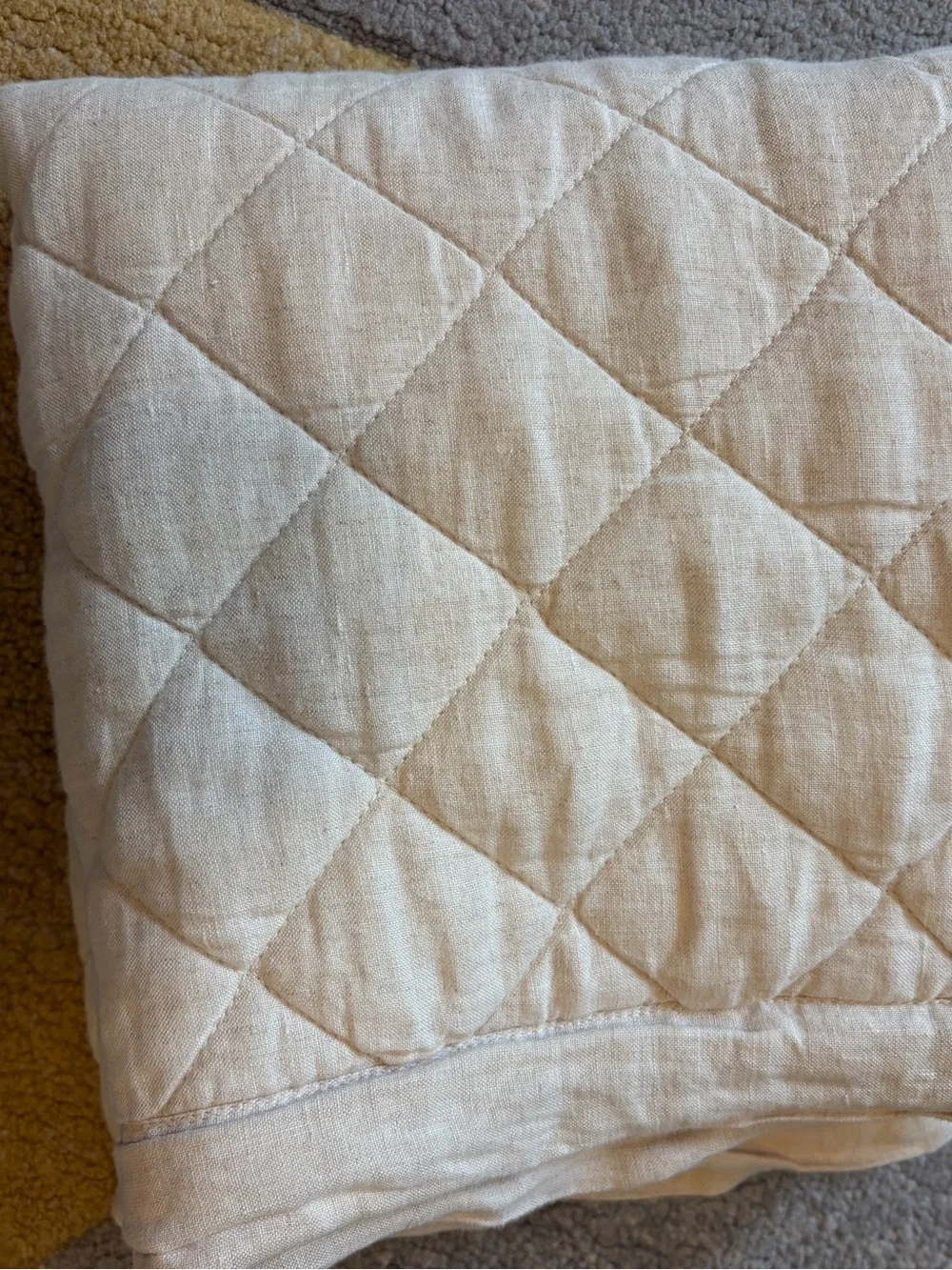 Pottery Barn Belgian Flax Linen Diamond Quilted Sham King